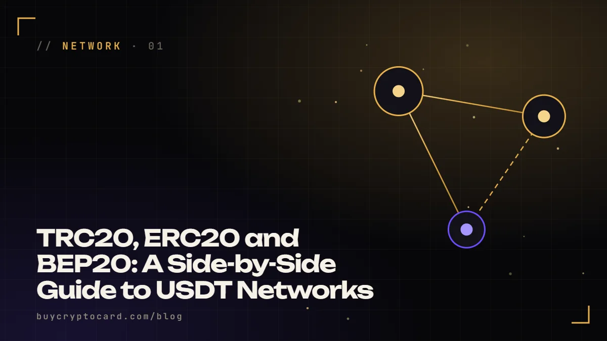 Three glowing nodes connected by gold lines on a dark grid